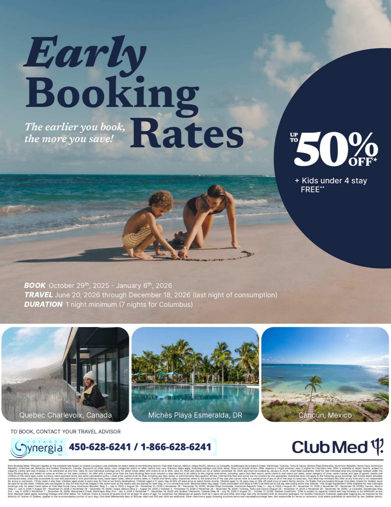 Promotions Club Med Offre Réservez Tôt Jusqu'à 50% de rabais avec Voyages Donnacona CLUB MED PROMOTION Flyer SECTION-2 EN