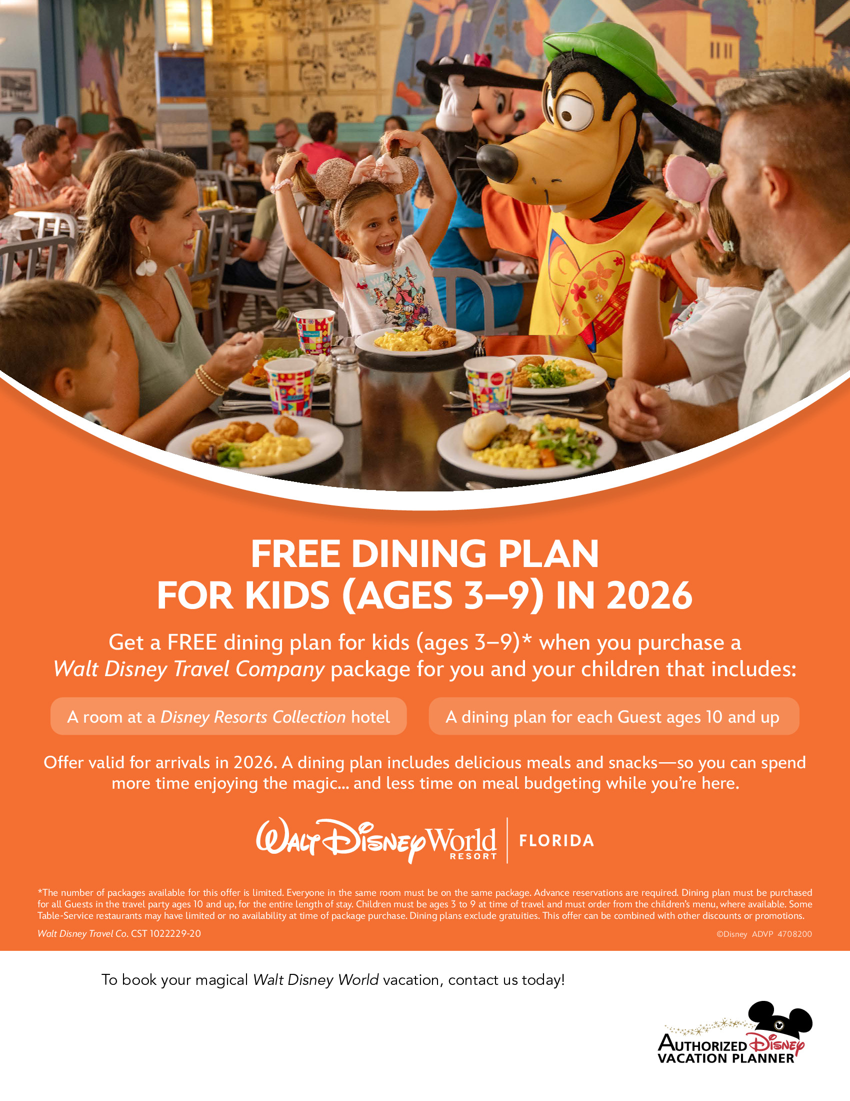 Walt Disney World Resort in Florida Free Dining Plan for Kids with Voyages Donnacona Magic Makers