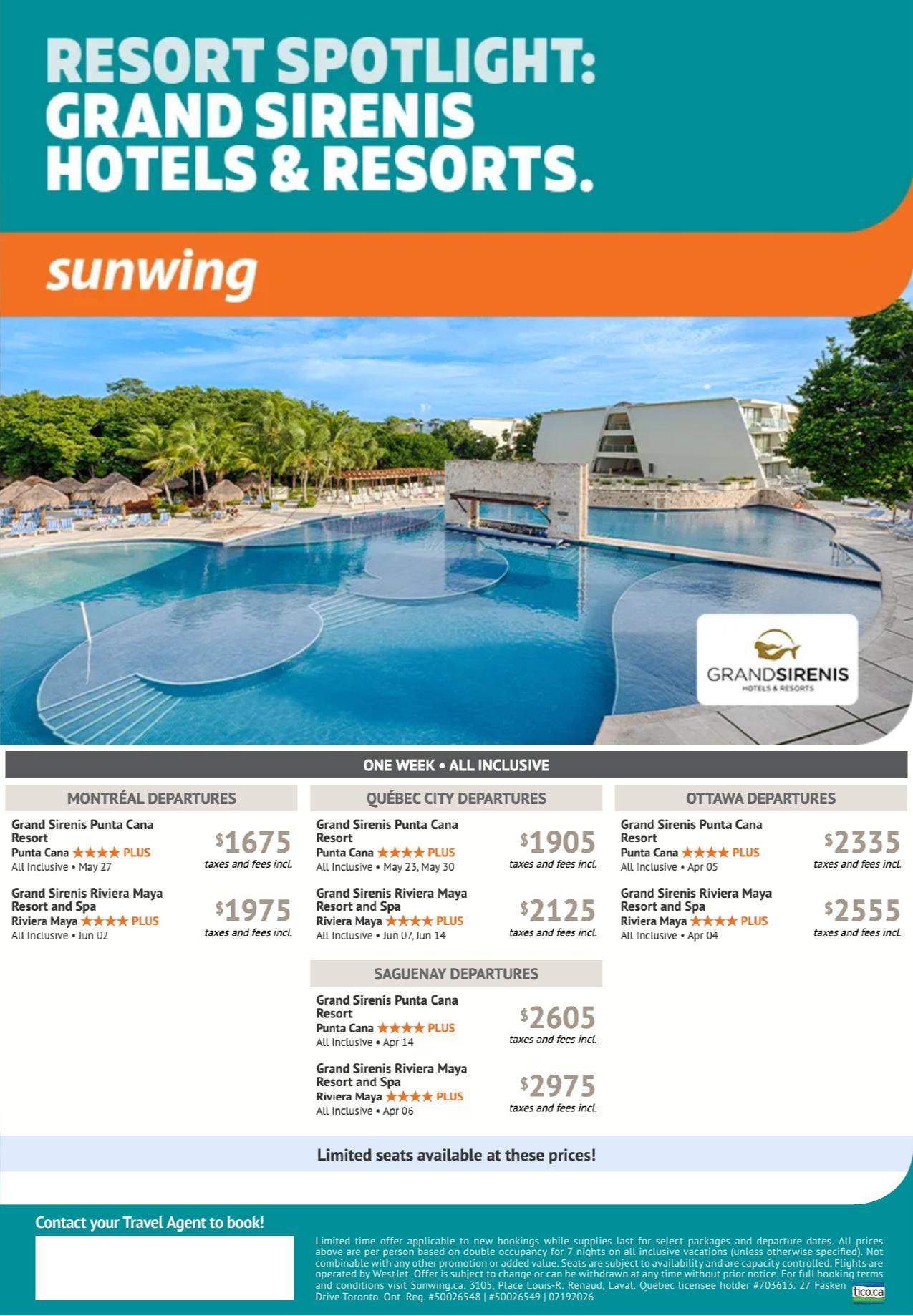 Sunwing vacation Resort Spotilight with AquaTerra Travels : Grand Sirenis Donnacona