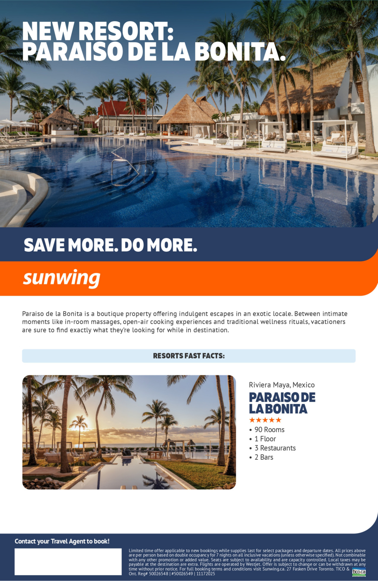 Sunwing Vacations Promotion Paraiso de la Bonita with Voyages Aqua Terra Donnacona