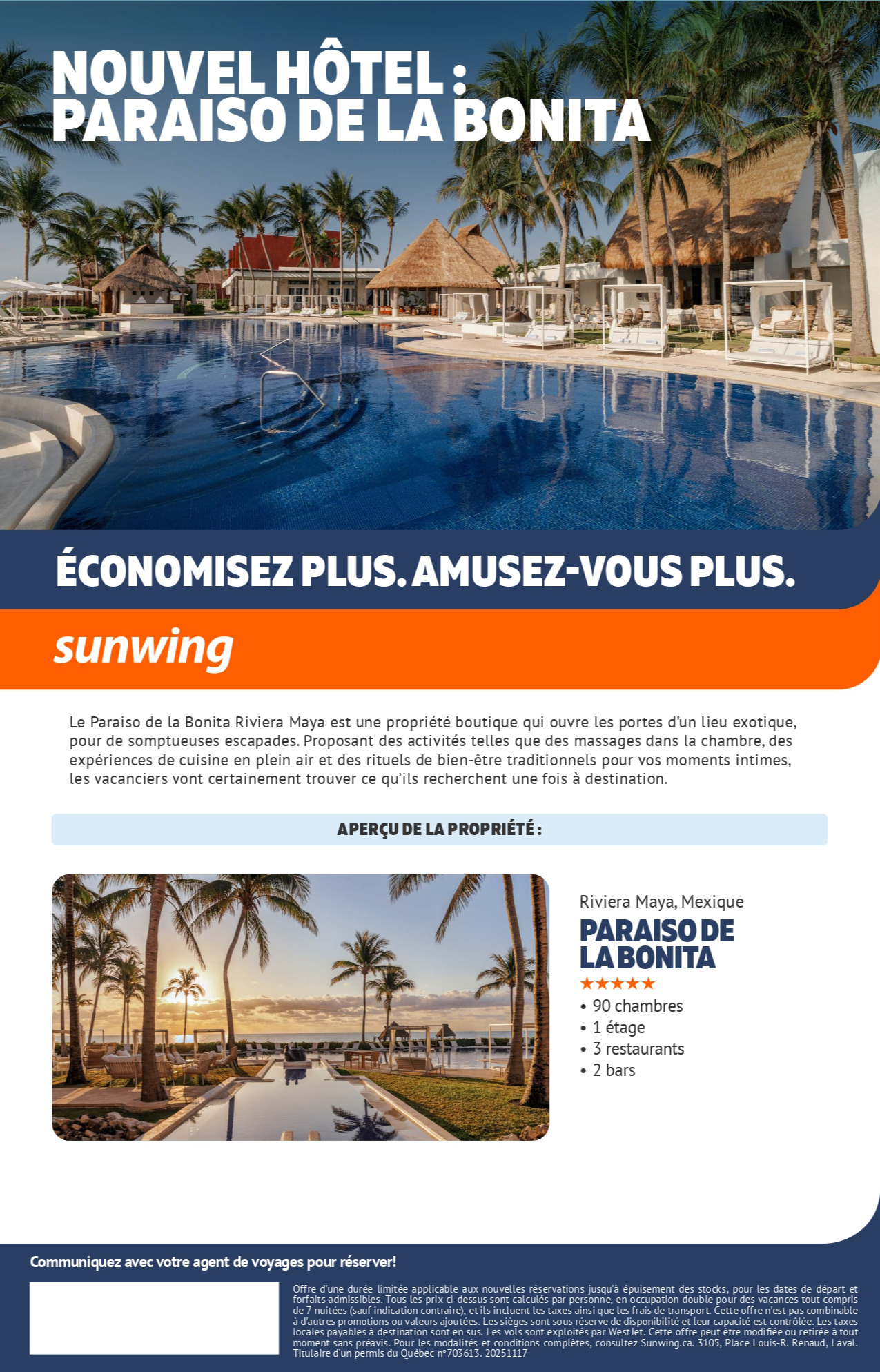 Promotion Vacances Sunwing  Paraiso de la Bonita avec Voyages Aqua Terra Donnacona