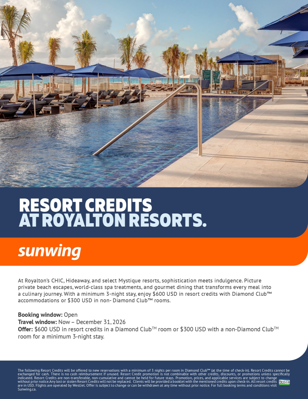 Sunwing Vacations Promotion Resort Credits at Royalton Resorts with Voyages Aqua Terra Donnacona