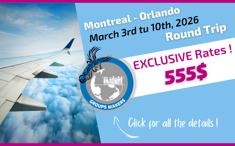 Exclusive rate Voyages Donnacona round-trip flight Montreal Orlando from March 3rd tu 10th, 2026 Exclusive rate Voyages Donnacona round-trip flight Montreal Orlando from March 3rd tu 10th, 2026